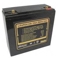 Аккумулятор LiFePO4 24v12ah 360w max пластик